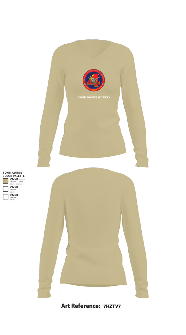 Womens Long Sleeve Vneck Shirt, Combat Logistics Battalion 4, , Teamtime, Team time, sublimation, custom sports apparel, team uniforms, spirit wear, spiritwear, sports uniforms, custom shirts, team store, custom team store, fundraiser sports, apparel fundraiser