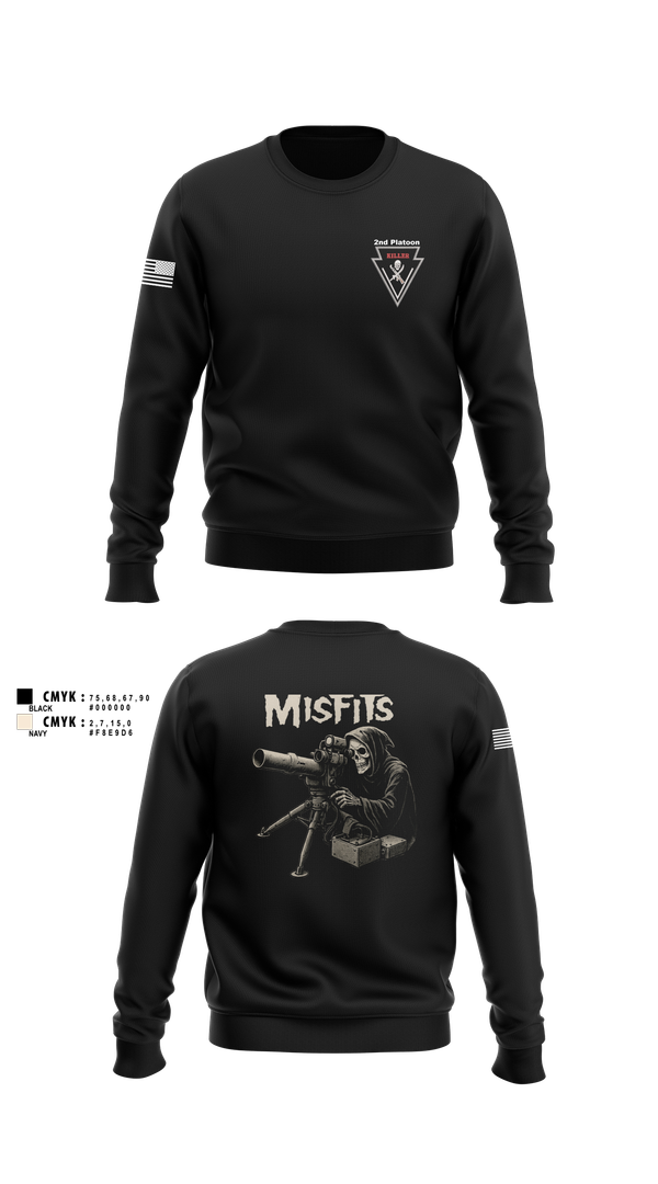 Crew Neck Sweatshirt, 2/11 killer troop, Army, Teamtime, Team time, sublimation, custom sports apparel, team uniforms, spirit wear, spiritwear, sports uniforms, custom shirts, team store, custom team store, fundraiser sports, apparel fundraiser