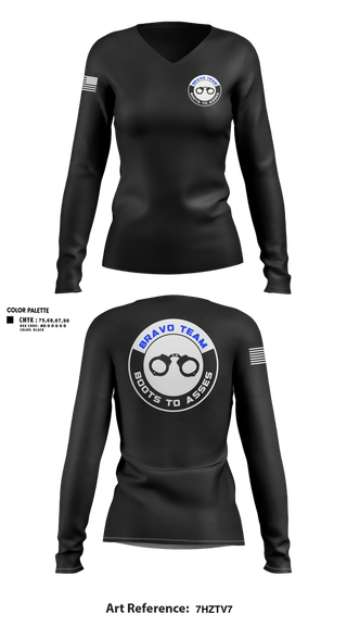 Womens Long Sleeve Vneck Shirt, Bravo Team, Police, Teamtime, Team time, sublimation, custom sports apparel, team uniforms, spirit wear, spiritwear, sports uniforms, custom shirts, team store, custom team store, fundraiser sports, apparel fundraiser