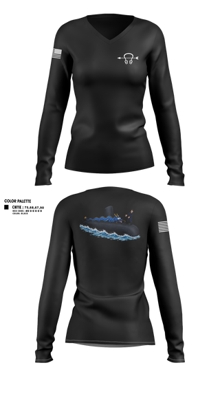 Womens Long Sleeve Vneck Shirt, USS Jefferson City, Navy, Teamtime, Team time, sublimation, custom sports apparel, team uniforms, spirit wear, spiritwear, sports uniforms, custom shirts, team store, custom team store, fundraiser sports, apparel fundraiser