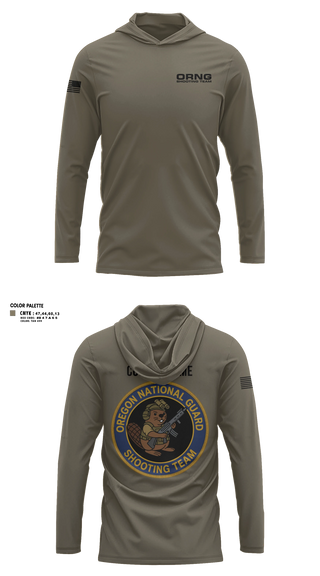 Long Sleeve Performance Shirt with hood, Oregon national guard shooting team, Army, Teamtime, Team time, sublimation, custom sports apparel, team uniforms, spirit wear, spiritwear, sports uniforms, custom shirts, team store, custom team store, fundraiser sports, apparel fundraiser