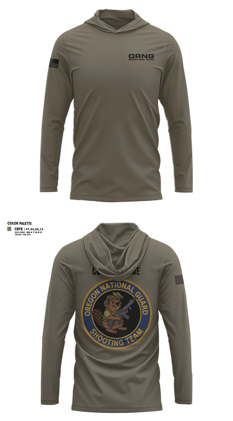 Long Sleeve Performance Shirt with hood, Oregon national guard shooting team, Army, Teamtime, Team time, sublimation, custom sports apparel, team uniforms, spirit wear, spiritwear, sports uniforms, custom shirts, team store, custom team store, fundraiser sports, apparel fundraiser