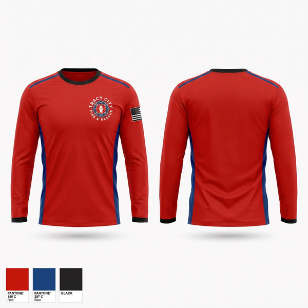 Long Sleeve Performance Shirt, Tracy City, Fire Department, Teamtime, Team time, sublimation, custom sports apparel, team uniforms, spirit wear, spiritwear, sports uniforms, custom shirts, team store, custom team store, fundraiser sports, apparel fundraiser
