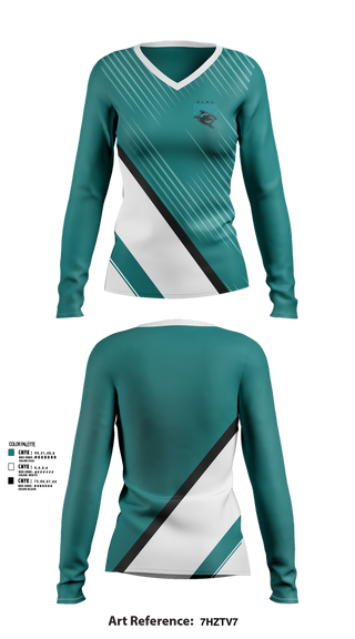 Womens Long Sleeve Vneck Shirt, Rosemary Clarke Middle School Cheer, Cheer, Teamtime, Team time, sublimation, custom sports apparel, team uniforms, spirit wear, spiritwear, sports uniforms, custom shirts, team store, custom team store, fundraiser sports, apparel fundraiser