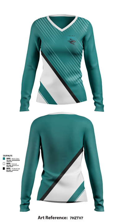 Rosemary Clarke Middle School Cheer 20621006 Women's Long Sleeve V-neck Shirt - 41