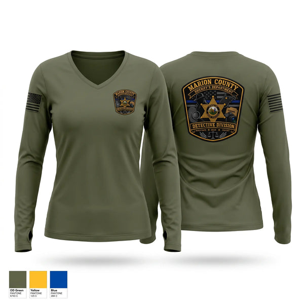 Womens Long Sleeve Vneck Shirt, Detective Division, Police, Teamtime, Team time, sublimation, custom sports apparel, team uniforms, spirit wear, spiritwear, sports uniforms, custom shirts, team store, custom team store, fundraiser sports, apparel fundraiser