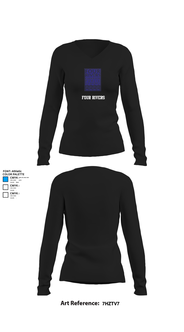 Womens Long Sleeve Vneck Shirt, Four Rivers, Cross Country, Teamtime, Team time, sublimation, custom sports apparel, team uniforms, spirit wear, spiritwear, sports uniforms, custom shirts, team store, custom team store, fundraiser sports, apparel fundraiser