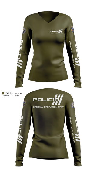 Womens Long Sleeve Vneck Shirt, Inteligencia criminal, Police, Teamtime, Team time, sublimation, custom sports apparel, team uniforms, spirit wear, spiritwear, sports uniforms, custom shirts, team store, custom team store, fundraiser sports, apparel fundraiser