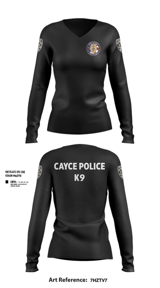 Womens Long Sleeve Vneck Shirt, Cayce Police K9, , Teamtime, Team time, sublimation, custom sports apparel, team uniforms, spirit wear, spiritwear, sports uniforms, custom shirts, team store, custom team store, fundraiser sports, apparel fundraiser