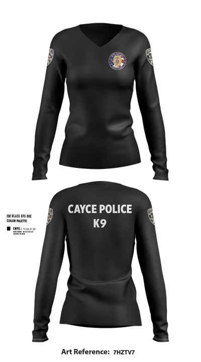 Cayce Police K9 35627395 Women's Long Sleeve V-neck Shirt - 101