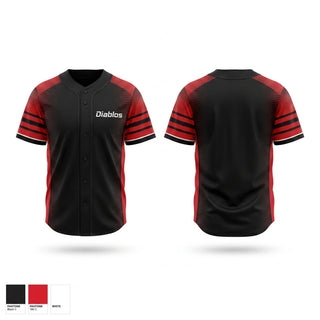 Full Button Baseball Jersey, Diablos, Baseball, Teamtime, Team time, sublimation, custom sports apparel, team uniforms, spirit wear, spiritwear, sports uniforms, custom shirts, team store, custom team store, fundraiser sports, apparel fundraiser