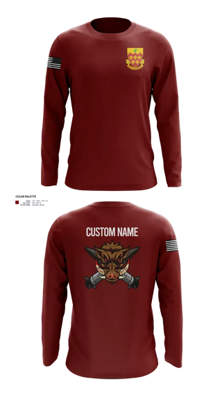 Long Sleeve Performance Shirt, 1-77 FA Bravo Btry, Army, Teamtime, Team time, sublimation, custom sports apparel, team uniforms, spirit wear, spiritwear, sports uniforms, custom shirts, team store, custom team store, fundraiser sports, apparel fundraiser