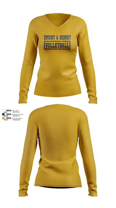 Emory & Henry Volleyball 34744696 Women's Long Sleeve V-neck Shirt - 6