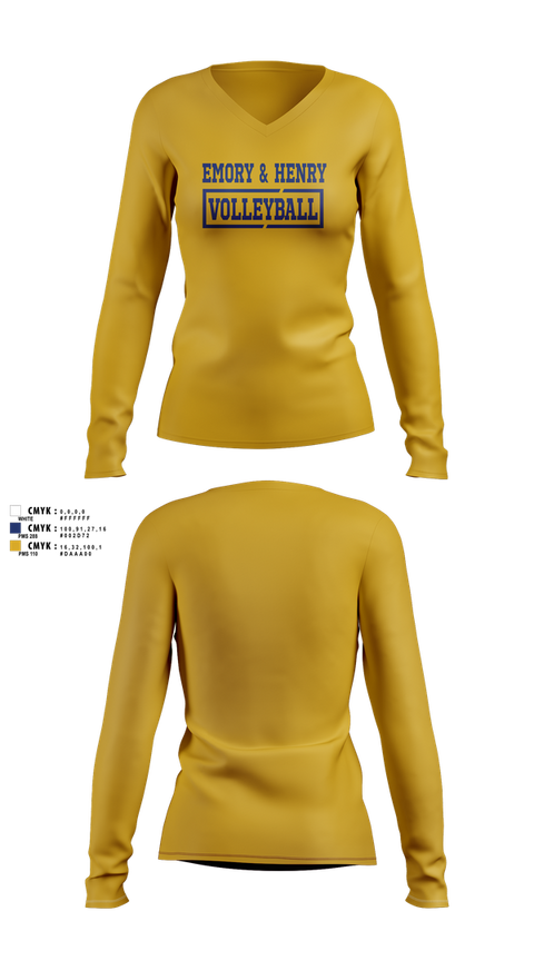 Womens Long Sleeve Vneck Shirt, Emory & Henry Volleyball, Women's Volleyball, Teamtime, Team time, sublimation, custom sports apparel, team uniforms, spirit wear, spiritwear, sports uniforms, custom shirts, team store, custom team store, fundraiser sports, apparel fundraiser