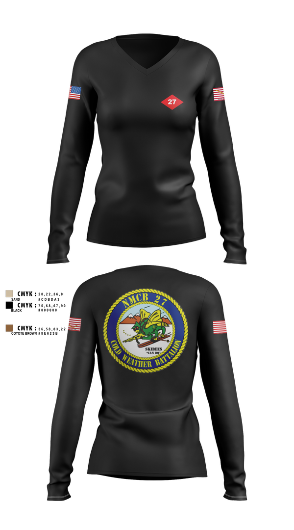 Womens Long Sleeve Vneck Shirt, NMCB  27, Navy, Teamtime, Team time, sublimation, custom sports apparel, team uniforms, spirit wear, spiritwear, sports uniforms, custom shirts, team store, custom team store, fundraiser sports, apparel fundraiser