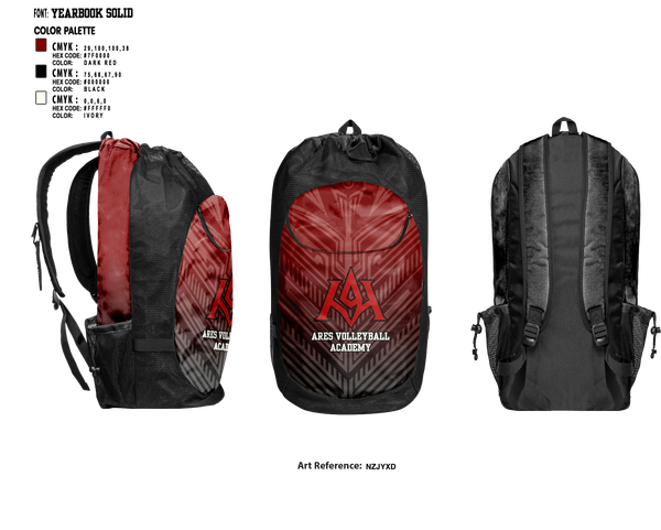 Gear Bag, Ares Volleyball Academy, Women's Volleyball, Teamtime, Team time, sublimation, custom sports apparel, team uniforms, spirit wear, spiritwear, sports uniforms, custom shirts, team store, custom team store, fundraiser sports, apparel fundraiser