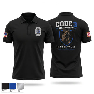 Short Sleeve Performance Polo, Code 3 Security, Police, Teamtime, Team time, sublimation, custom sports apparel, team uniforms, spirit wear, spiritwear, sports uniforms, custom shirts, team store, custom team store, fundraiser sports, apparel fundraiser
