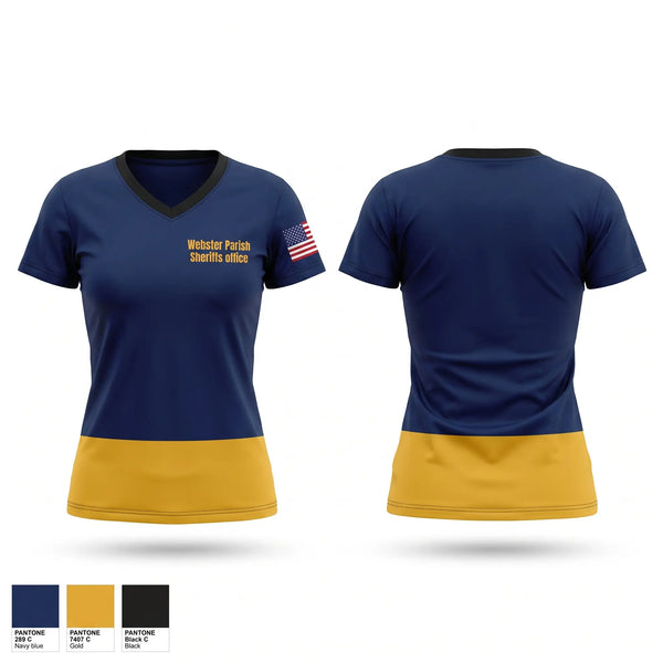 Womens Short Sleeve Vneck Shirt, Webster Parish Sheriffs office, Police, Teamtime, Team time, sublimation, custom sports apparel, team uniforms, spirit wear, spiritwear, sports uniforms, custom shirts, team store, custom team store, fundraiser sports, apparel fundraiser