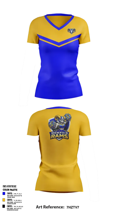 Memphis Rams 44971969 Women's Short Sleeve V-neck Shirt - 5