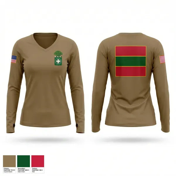Womens Long Sleeve Vneck Shirt, 4th Infantry Regiment, Army, Teamtime, Team time, sublimation, custom sports apparel, team uniforms, spirit wear, spiritwear, sports uniforms, custom shirts, team store, custom team store, fundraiser sports, apparel fundraiser