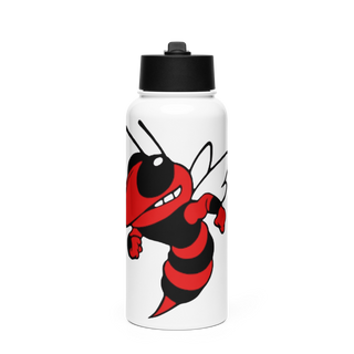 Crystal City High School Hornets Basketball Stainless Steel Water Bottle with a Straw Lid