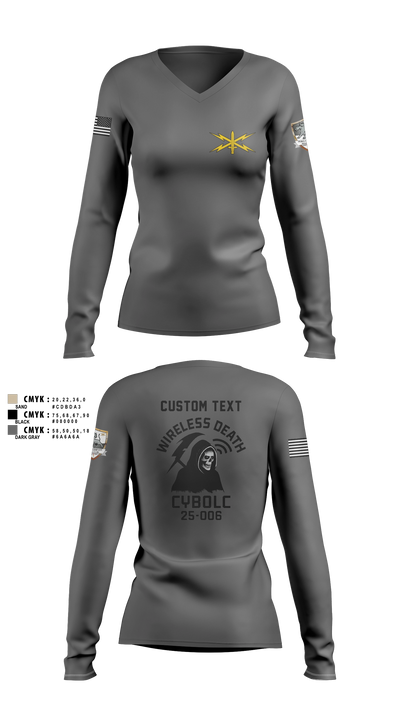 Bravo Company, 401st Cyber Battalion 75539801 Women's Long Sleeve V-neck Shirt - 7