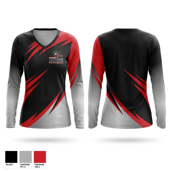 Womens Long Sleeve Vneck Shirt, Racine Raiders, , Teamtime, Team time, sublimation, custom sports apparel, team uniforms, spirit wear, spiritwear, sports uniforms, custom shirts, team store, custom team store, fundraiser sports, apparel fundraiser