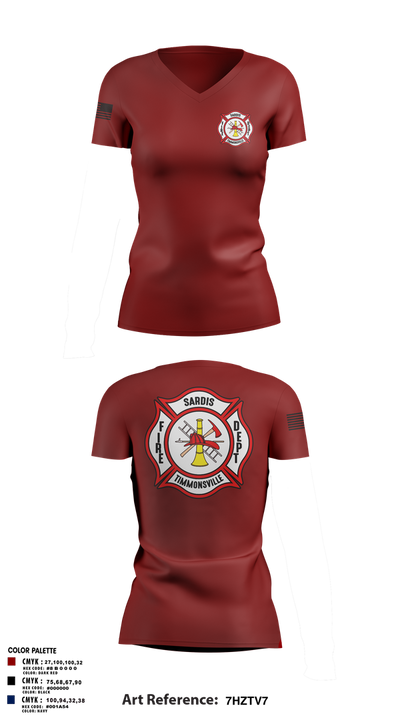 Sardis-Timmonsville fire department station 1 32598145 Women's Short Sleeve V-neck Shirt - 1
