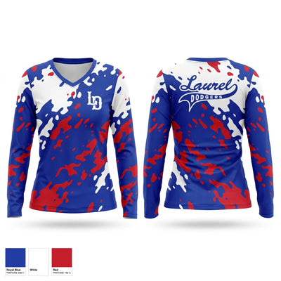 Laurel Dodgers 8264581 Women's Long Sleeve V-neck Shirt - 1