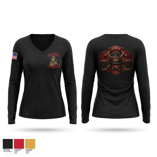 Womens Long Sleeve Vneck Shirt, Jacob, Fire Department, Teamtime, Team time, sublimation, custom sports apparel, team uniforms, spirit wear, spiritwear, sports uniforms, custom shirts, team store, custom team store, fundraiser sports, apparel fundraiser