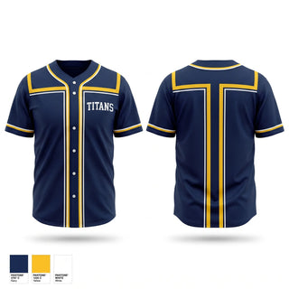 Full Button Baseball Jersey, Titans, Baseball, Teamtime, Team time, sublimation, custom sports apparel, team uniforms, spirit wear, spiritwear, sports uniforms, custom shirts, team store, custom team store, fundraiser sports, apparel fundraiser