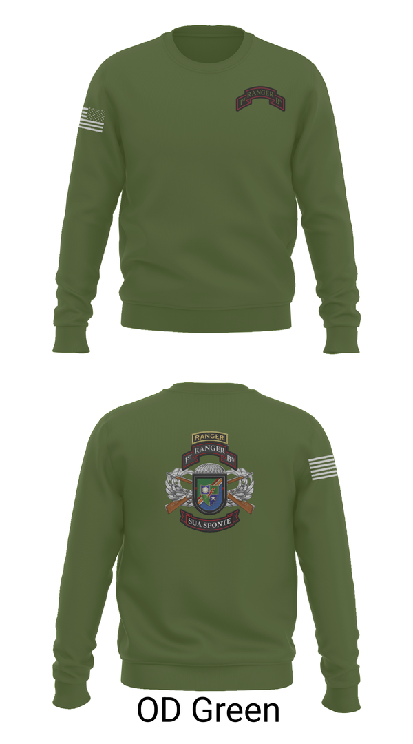 Crew Neck Sweatshirt, 1/75 Ranger Battalion, Army, Teamtime, Team time, sublimation, custom sports apparel, team uniforms, spirit wear, spiritwear, sports uniforms, custom shirts, team store, custom team store, fundraiser sports, apparel fundraiser