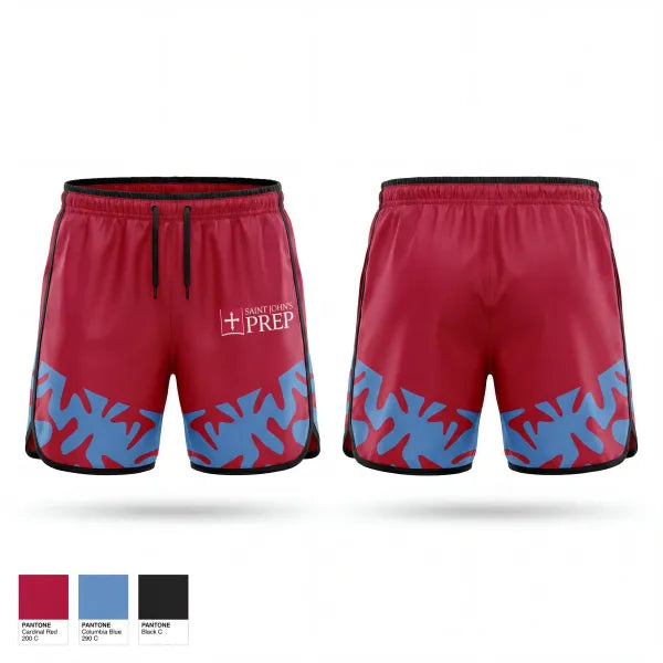 Track Shorts, Saint John's Preparatory School Track & Field, Track & Field, Teamtime, Team time, sublimation, custom sports apparel, team uniforms, spirit wear, spiritwear, sports uniforms, custom shirts, team store, custom team store, fundraiser sports, apparel fundraiser