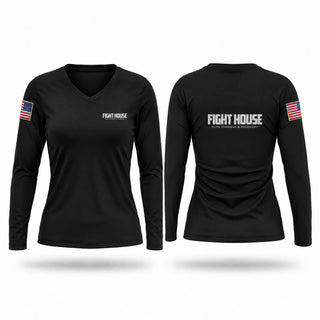 Womens Long Sleeve Vneck Shirt, Fight House, Marines, Teamtime, Team time, sublimation, custom sports apparel, team uniforms, spirit wear, spiritwear, sports uniforms, custom shirts, team store, custom team store, fundraiser sports, apparel fundraiser