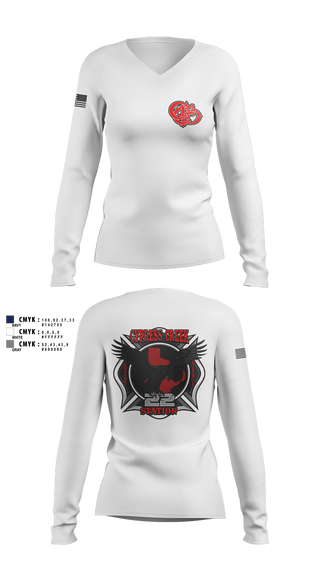 Womens Long Sleeve Vneck Shirt, Cy creek fire 22, , Teamtime, Team time, sublimation, custom sports apparel, team uniforms, spirit wear, spiritwear, sports uniforms, custom shirts, team store, custom team store, fundraiser sports, apparel fundraiser