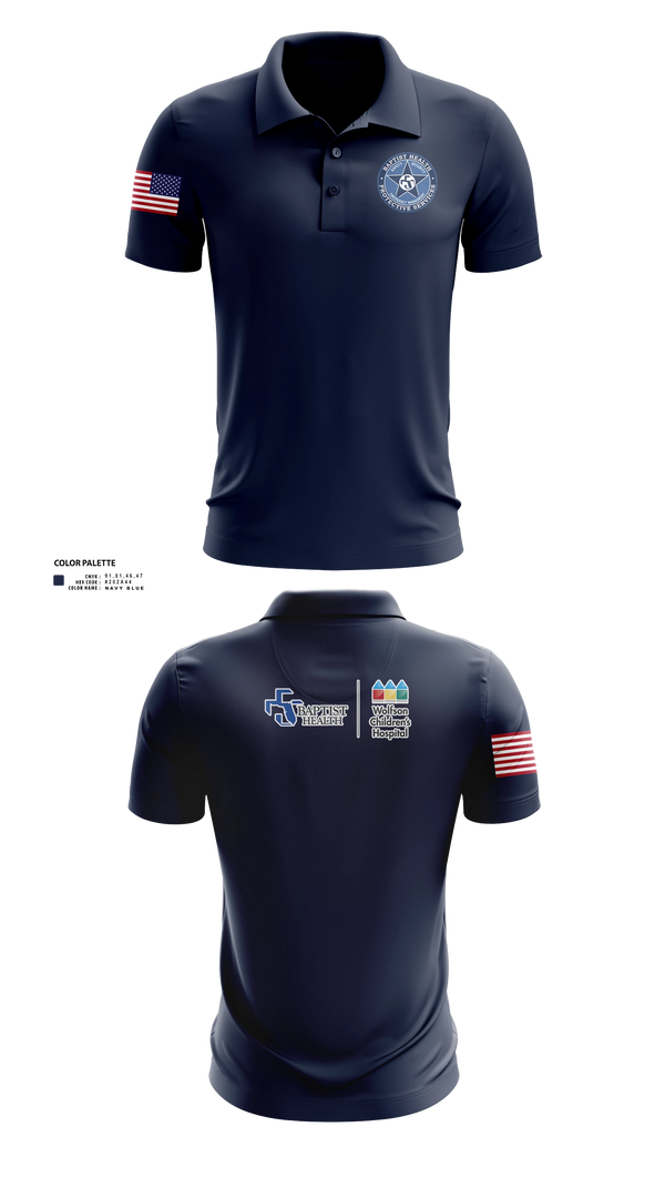 Short Sleeve Performance Polo, Baptist Health Protective Services, Police, Teamtime, Team time, sublimation, custom sports apparel, team uniforms, spirit wear, spiritwear, sports uniforms, custom shirts, team store, custom team store, fundraiser sports, apparel fundraiser