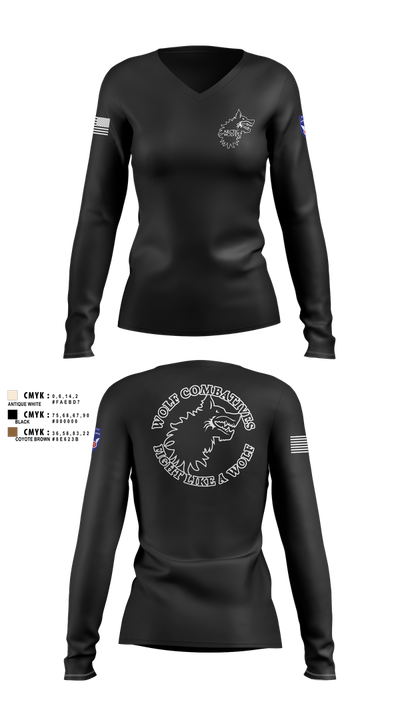 Wolf Combatives Women's Long Sleeve V-neck Shirt - 100