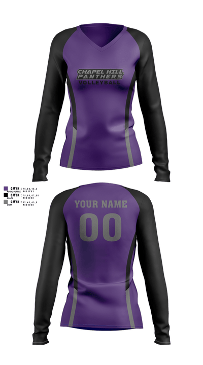 Chapel Hill Panthers 76100046 Women's Long Sleeve V-neck Shirt - 1
