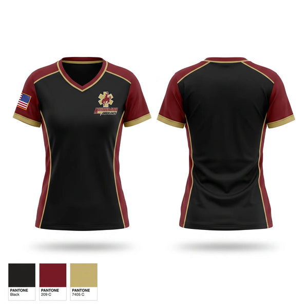 Womens Short Sleeve Vneck Shirt, Killdeer Area Ambulance, EMS/EMT, Teamtime, Team time, sublimation, custom sports apparel, team uniforms, spirit wear, spiritwear, sports uniforms, custom shirts, team store, custom team store, fundraiser sports, apparel fundraiser
