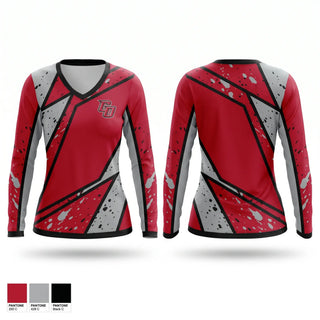 Womens Long Sleeve Vneck Shirt, Massachusetts Institute of Technology Soccer, Men's Soccer, Teamtime, Team time, sublimation, custom sports apparel, team uniforms, spirit wear, spiritwear, sports uniforms, custom shirts, team store, custom team store, fundraiser sports, apparel fundraiser