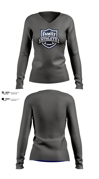 Womens Long Sleeve Vneck Shirt, Family Of Athletes, , Teamtime, Team time, sublimation, custom sports apparel, team uniforms, spirit wear, spiritwear, sports uniforms, custom shirts, team store, custom team store, fundraiser sports, apparel fundraiser