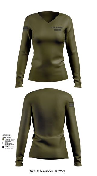 Womens Long Sleeve Vneck Shirt, A CO, MRBN-FT BELVOIR, , Teamtime, Team time, sublimation, custom sports apparel, team uniforms, spirit wear, spiritwear, sports uniforms, custom shirts, team store, custom team store, fundraiser sports, apparel fundraiser