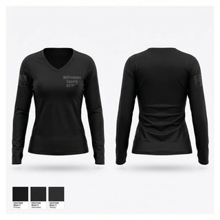Womens Long Sleeve Vneck Shirt, Williamson County K-9 Unit, Police, Teamtime, Team time, sublimation, custom sports apparel, team uniforms, spirit wear, spiritwear, sports uniforms, custom shirts, team store, custom team store, fundraiser sports, apparel fundraiser
