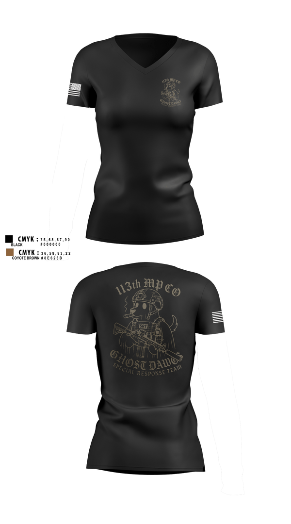 Womens Short Sleeve Vneck Shirt, 113th MP CO, Army, Teamtime, Team time, sublimation, custom sports apparel, team uniforms, spirit wear, spiritwear, sports uniforms, custom shirts, team store, custom team store, fundraiser sports, apparel fundraiser