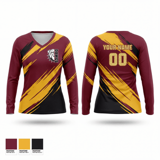 Womens Long Sleeve Vneck Shirt, Chesapeake Bay Dawgs, , Teamtime, Team time, sublimation, custom sports apparel, team uniforms, spirit wear, spiritwear, sports uniforms, custom shirts, team store, custom team store, fundraiser sports, apparel fundraiser
