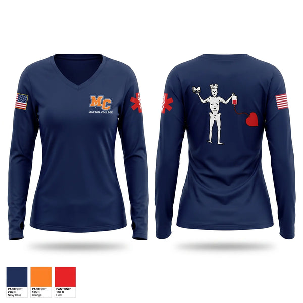 Womens Long Sleeve Vneck Shirt, Morton emt, EMS/EMT, Teamtime, Team time, sublimation, custom sports apparel, team uniforms, spirit wear, spiritwear, sports uniforms, custom shirts, team store, custom team store, fundraiser sports, apparel fundraiser