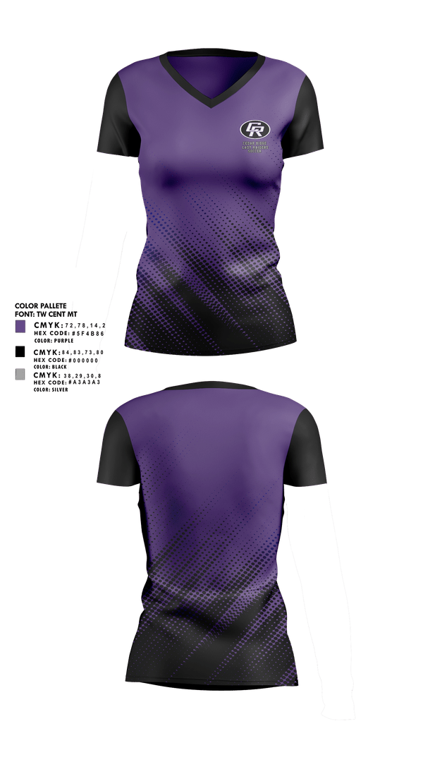 Womens Short Sleeve Vneck Shirt, Cedar Ridge Lady Raiders Soccer, Women's Soccer, Teamtime, Team time, sublimation, custom sports apparel, team uniforms, spirit wear, spiritwear, sports uniforms, custom shirts, team store, custom team store, fundraiser sports, apparel fundraiser