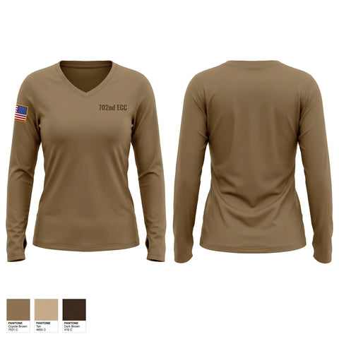 Womens Long Sleeve Vneck Shirt, 702nd ECC, Army, Teamtime, Team time, sublimation, custom sports apparel, team uniforms, spirit wear, spiritwear, sports uniforms, custom shirts, team store, custom team store, fundraiser sports, apparel fundraiser