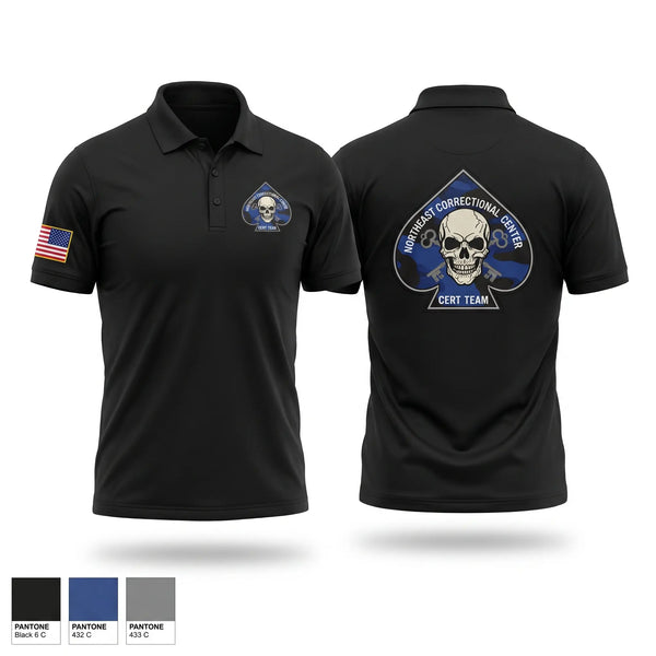 Short Sleeve Performance Polo, Northeast Correctional Center, Police, Teamtime, Team time, sublimation, custom sports apparel, team uniforms, spirit wear, spiritwear, sports uniforms, custom shirts, team store, custom team store, fundraiser sports, apparel fundraiser