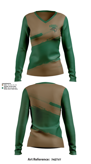 Womens Long Sleeve Vneck Shirt, Archbishop Carroll Cheer, Cheer, Teamtime, Team time, sublimation, custom sports apparel, team uniforms, spirit wear, spiritwear, sports uniforms, custom shirts, team store, custom team store, fundraiser sports, apparel fundraiser